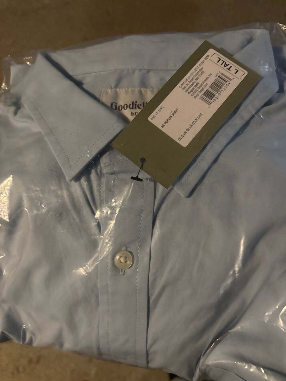 Goodfellow & Co SS Poplin Shirt Clean Blue L Tall